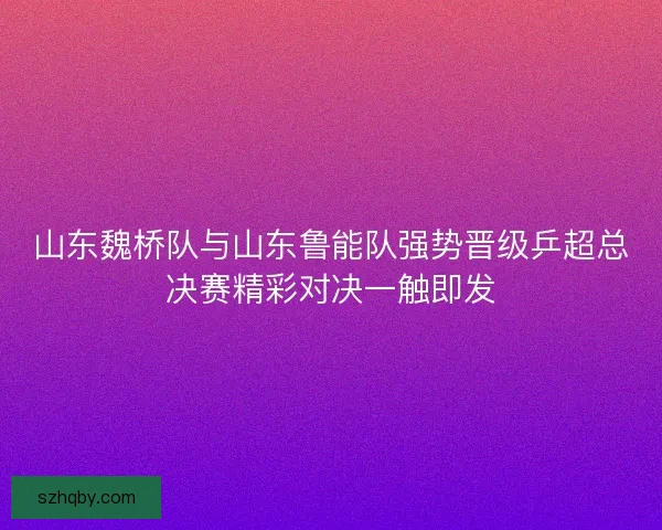 山东魏桥队与山东鲁能队强势晋级乒超总决赛精彩对决一触即发 山东魏桥队与山东鲁能队强势晋级乒超总决赛精彩对决一触即发